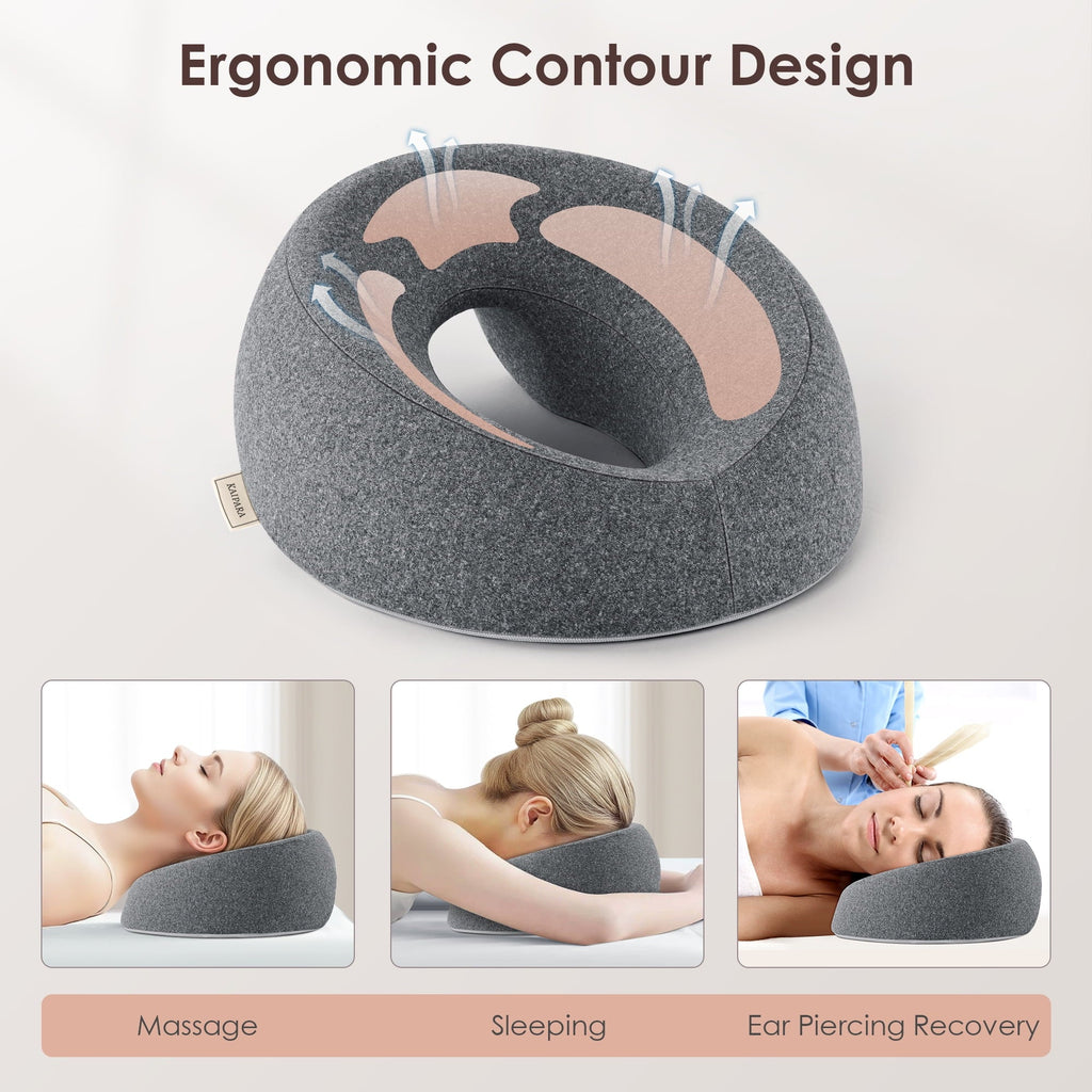Hotel Collection Face Down Pillow Massage Headrest for Bed, Memory Foam Pillow Face Cradle Support for Stomach Sleepers, Eye Post-Surg... - Ergonomic Memory Foam Pillow for Neck Pain Support Detail