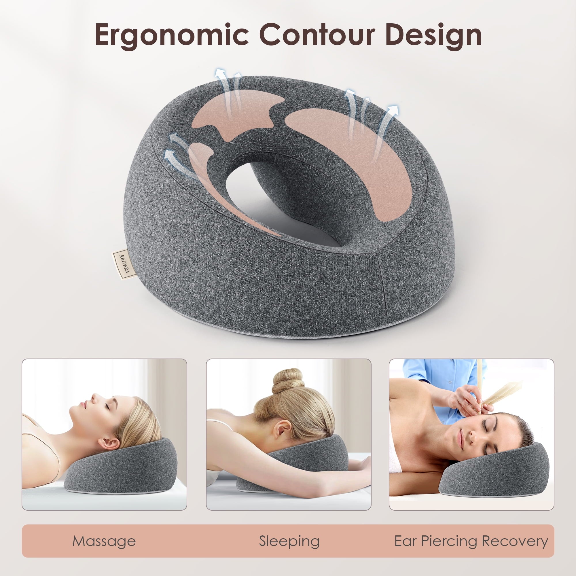 Hotel Collection Face Down Pillow Massage Headrest for Bed, Memory Foam Pillow Face Cradle Support for Stomach Sleepers, Eye Post-Surg... - Ergonomic Memory Foam Pillow for Neck Pain Support Detail