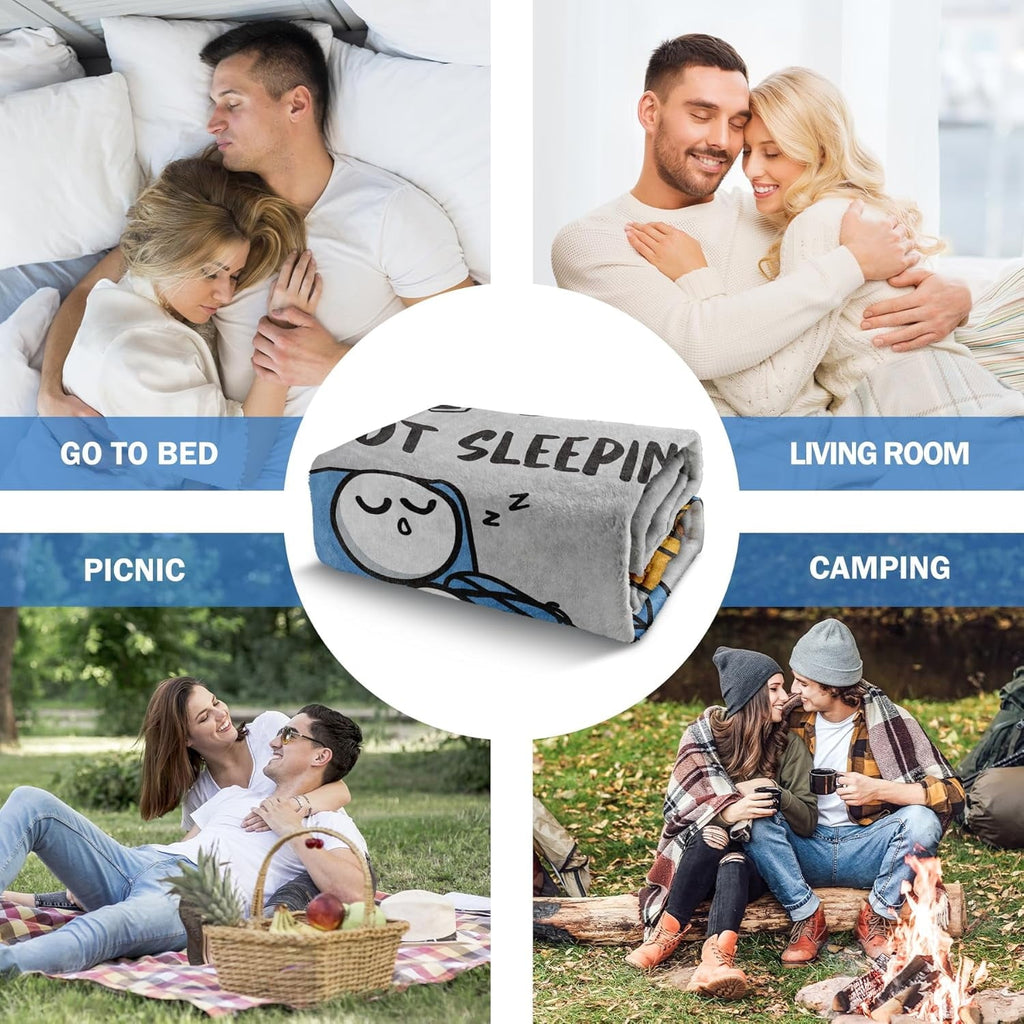Reversible Sherpa Funny Fathers Day Dad Gifts , Dads Birthday Gifts, Dad is Not Sleeping Blanket, Super Soft Throws Blanket for Napping - Cozy Fleece Throw Blanket for Couch & Bed Detail