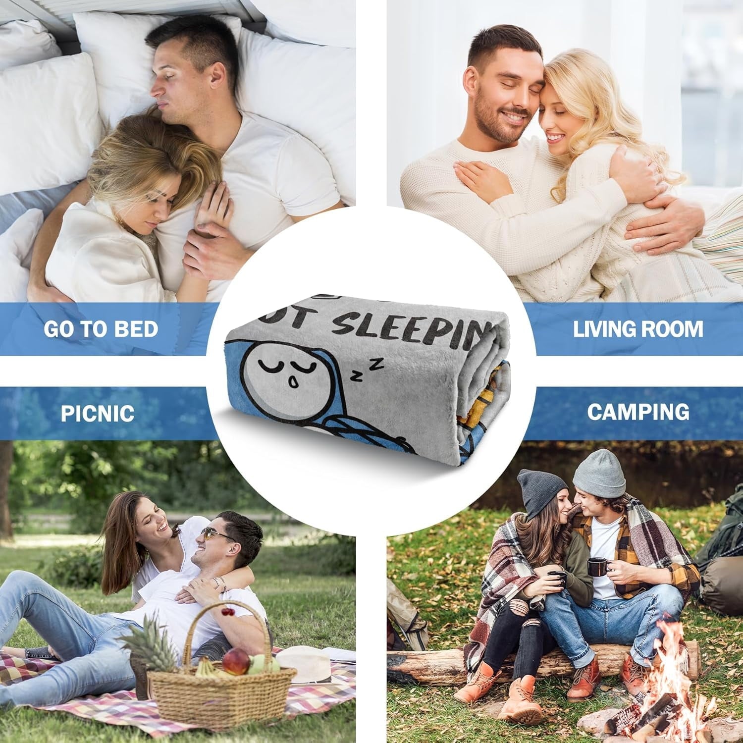 Reversible Sherpa Funny Fathers Day Dad Gifts , Dads Birthday Gifts, Dad is Not Sleeping Blanket, Super Soft Throws Blanket for Napping - Cozy Fleece Throw Blanket for Couch & Bed Detail