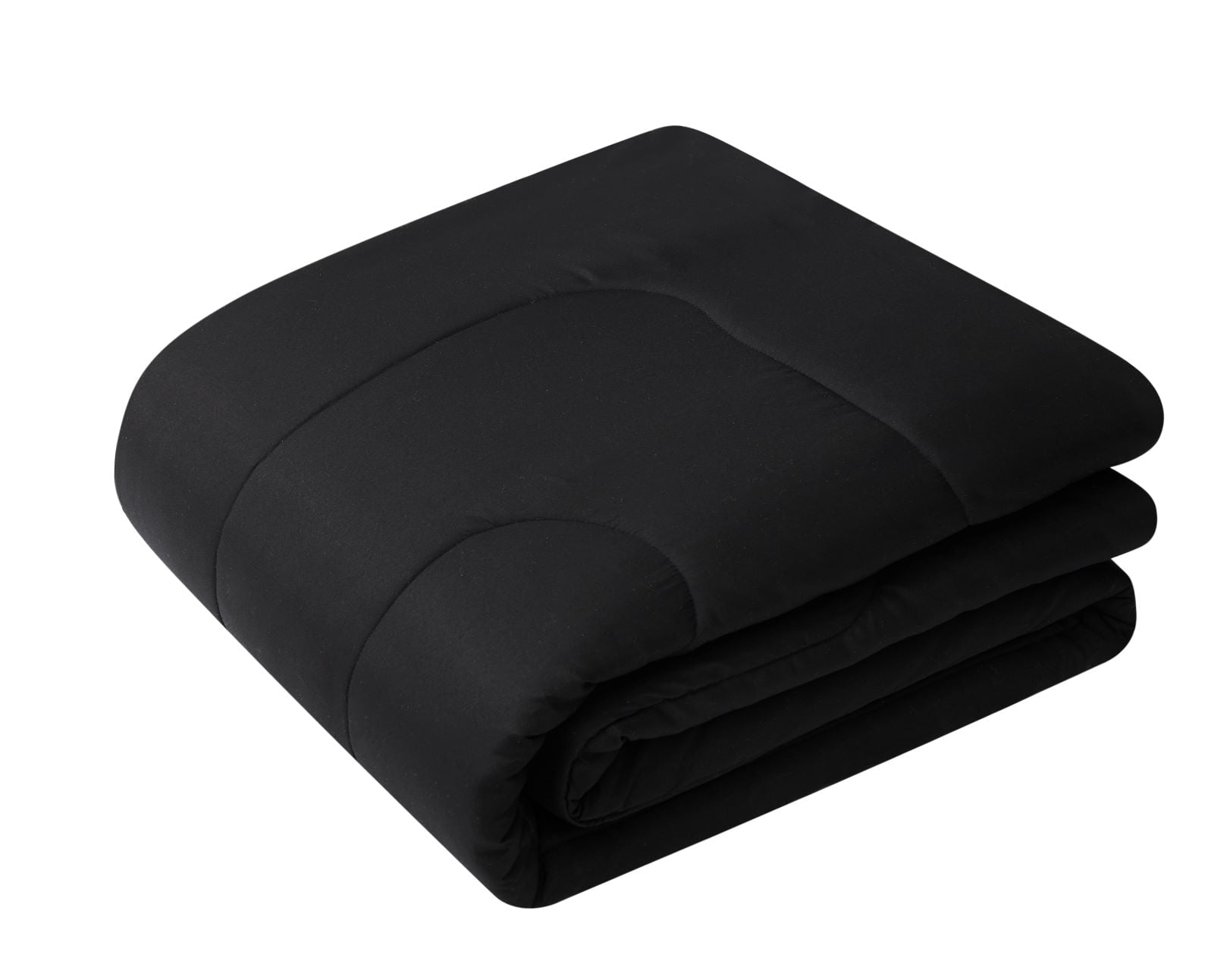 Fluffy Down Alternative 7 Piece Reversible Bed in a Bag Comforter Set with Sheets, Black, King - All-Season Down Alternative Comforter Insert Detail