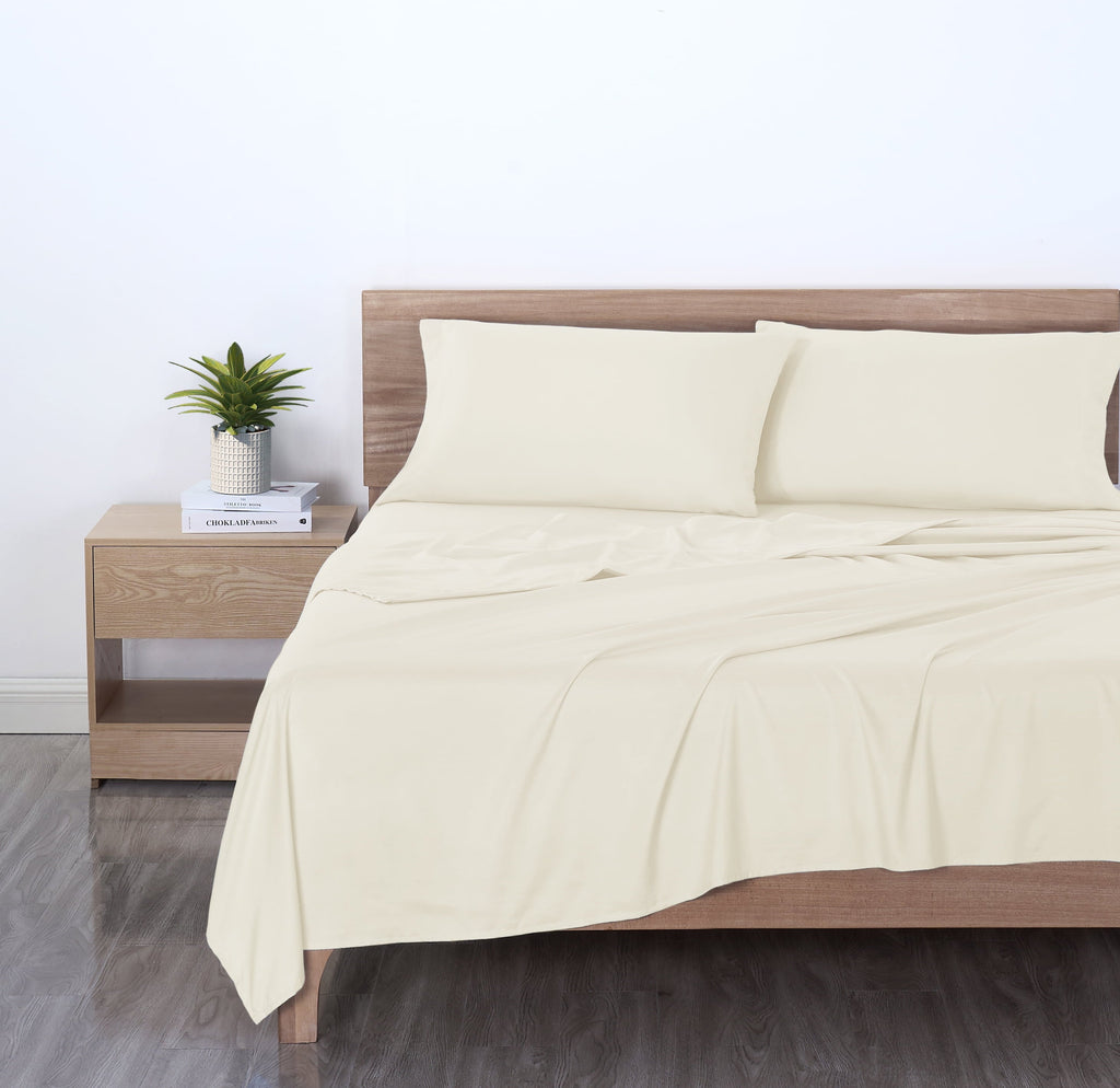 Premium Egyptian Cotton Basic Value Microfiber Bed Sheet Set, Vanilla Dream, Full, 4 Piece - Luxury Bed Sheet Set with Deep Pockets Detail