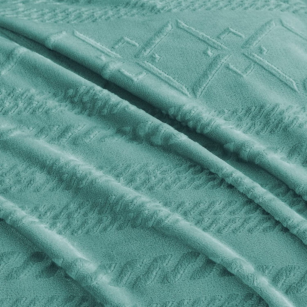Reversible Sherpa Queen Size Soft Bed Blanket, Warm Fuzzy Luxury Bed Blankets, Decorative Geometry Pattern Plush Throw Blanket for Bed,... - Lightweight Plush Warm Blanket for All Seasons Detail