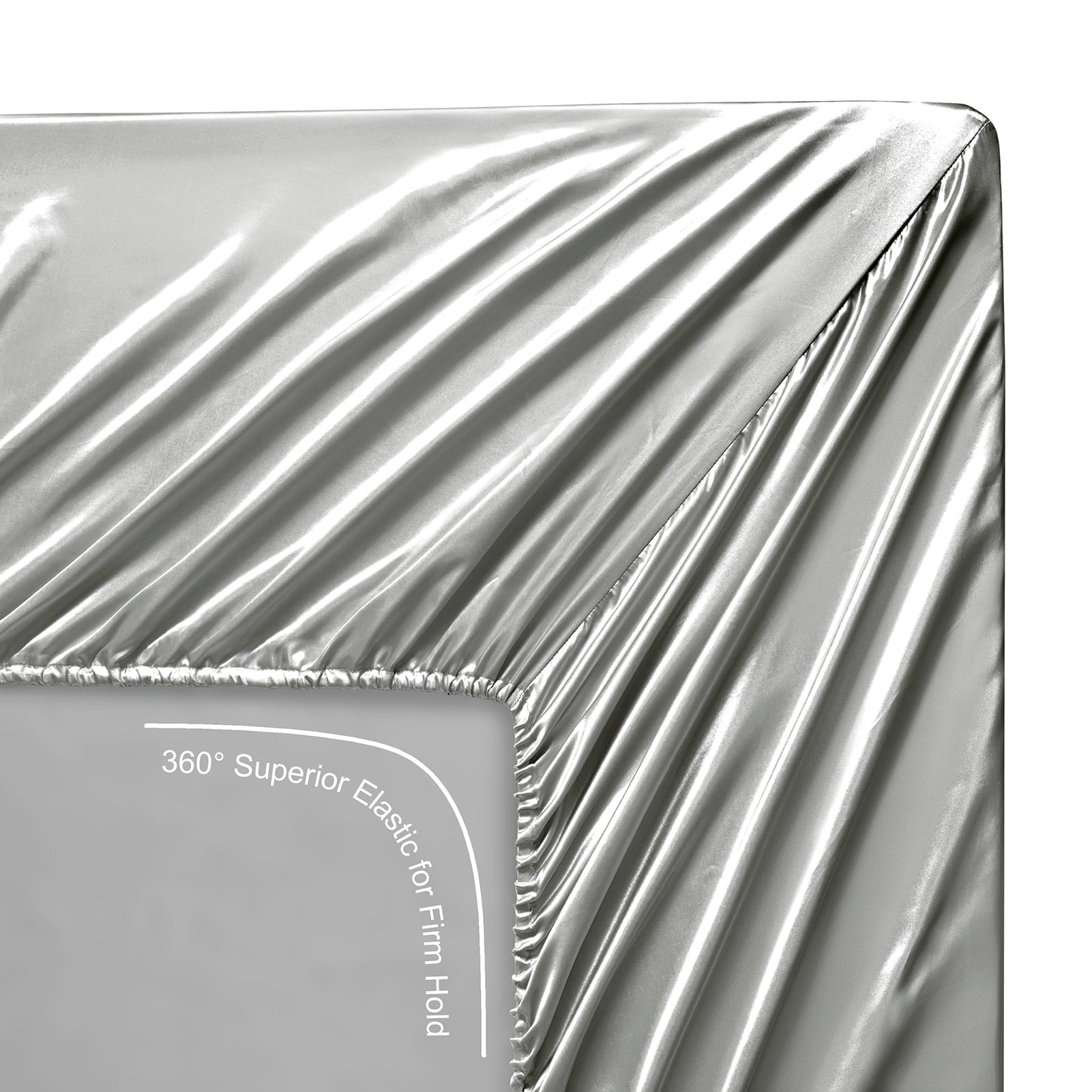 Wrinkle-Resistant Luxury Satin Sheets Set Full Size Light Gray, 4-Piece Bedding Sets with Deep Pockets - Soft and Smooth Satin Bed Shee... - Cooling Hotel Quality Bedding Sheets and Pillowcases Detail