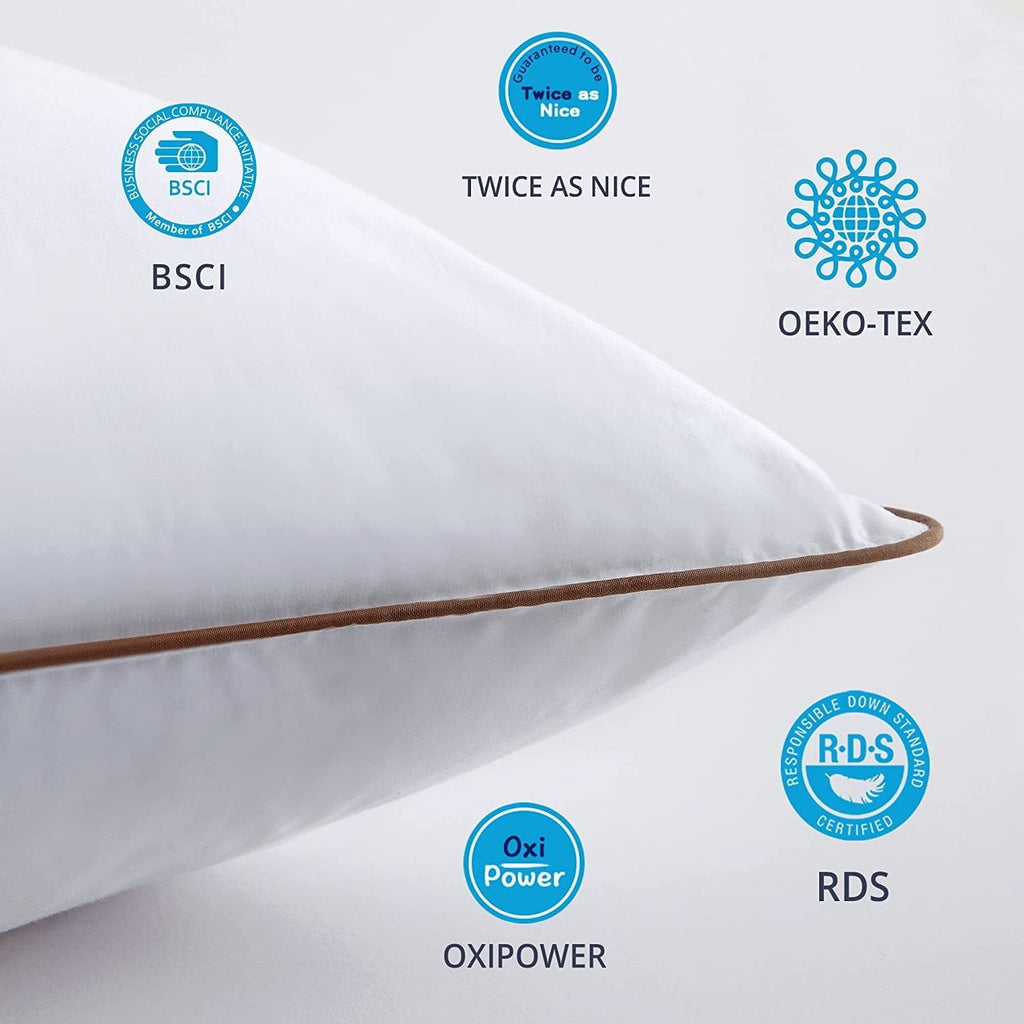 Decorative Plump Down Feather Pillows for Bed 20 x 30 Inches Queen Size Set of 2, Medium Firm Luxury Cooling Hotel Collection Feather ... - Orthopedic Shredded Foam Bed Pillow Set Detail
