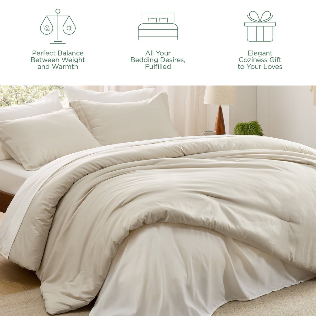 Hypoallergenic Cloud Twin Comforter Set Beige, 5 Pieces Lightweight Twin Bedding Sets Boho with Comforter, Sheet, Pillowcase & Sham - Luxurious Quilted Duvet Cover Set Detail