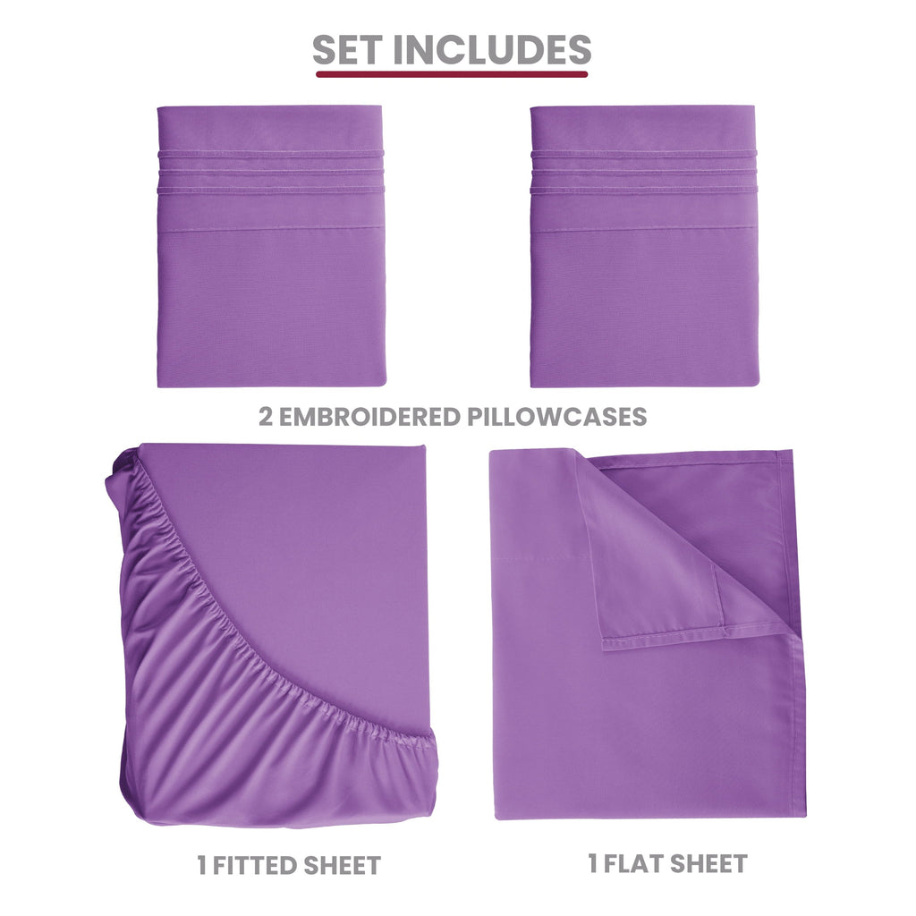 Wrinkle-Resistant Queen Size Sheets Set Brushed Microfiber High GSM, 4 Piece Sheet Set Upto 16 Inches Deep Pocket Bedding Sheets & Pillow - Premium Ultra-Soft Pillowcase Pair for Sleeping Detail