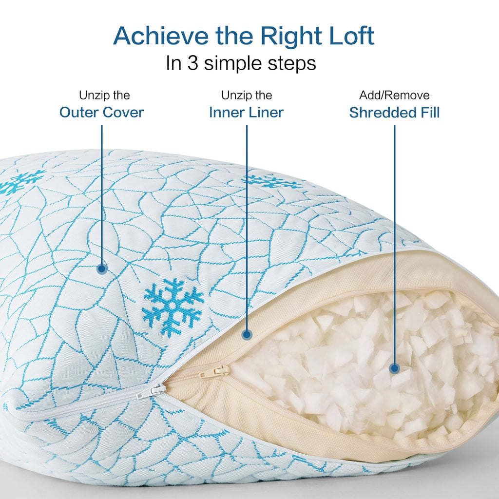 Ergonomic Memory Foam Cooling Memory Foam Queen Pillows Set of 2,Adjustable Support & Heat Dissipation Tech for Side,Back,Stomach & Hot Sle... - Decorative Throw Pillow Cushion for Sofa & Bed Detail