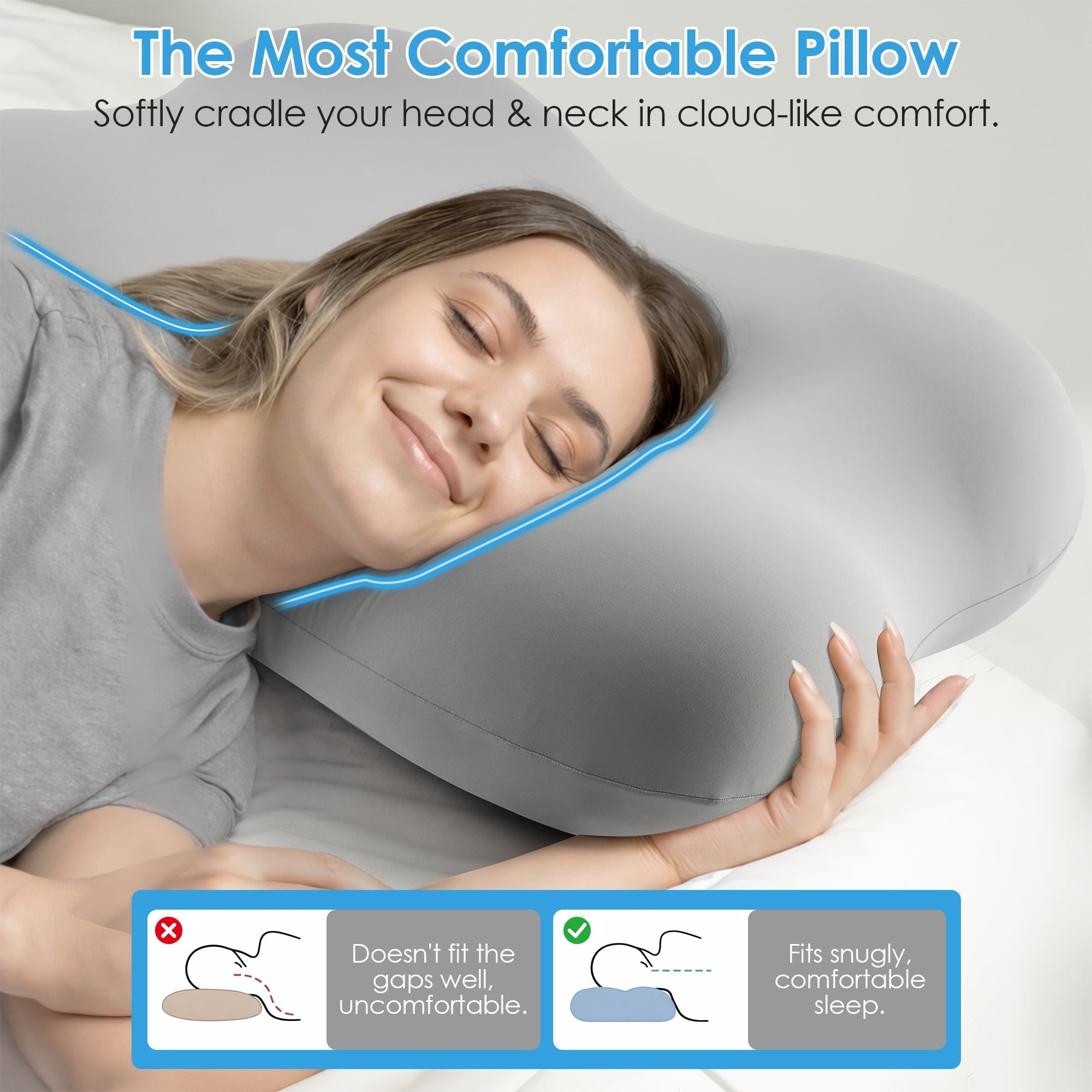 Orthopedic Support Cervical Pillow Orthopedic Cervical Pillow for Neck Pain Relief, Memory Foam Bed Pillow with Pillowcase, Contour Bed ... - Ergonomic Memory Foam Pillow for Neck Pain Support Detail