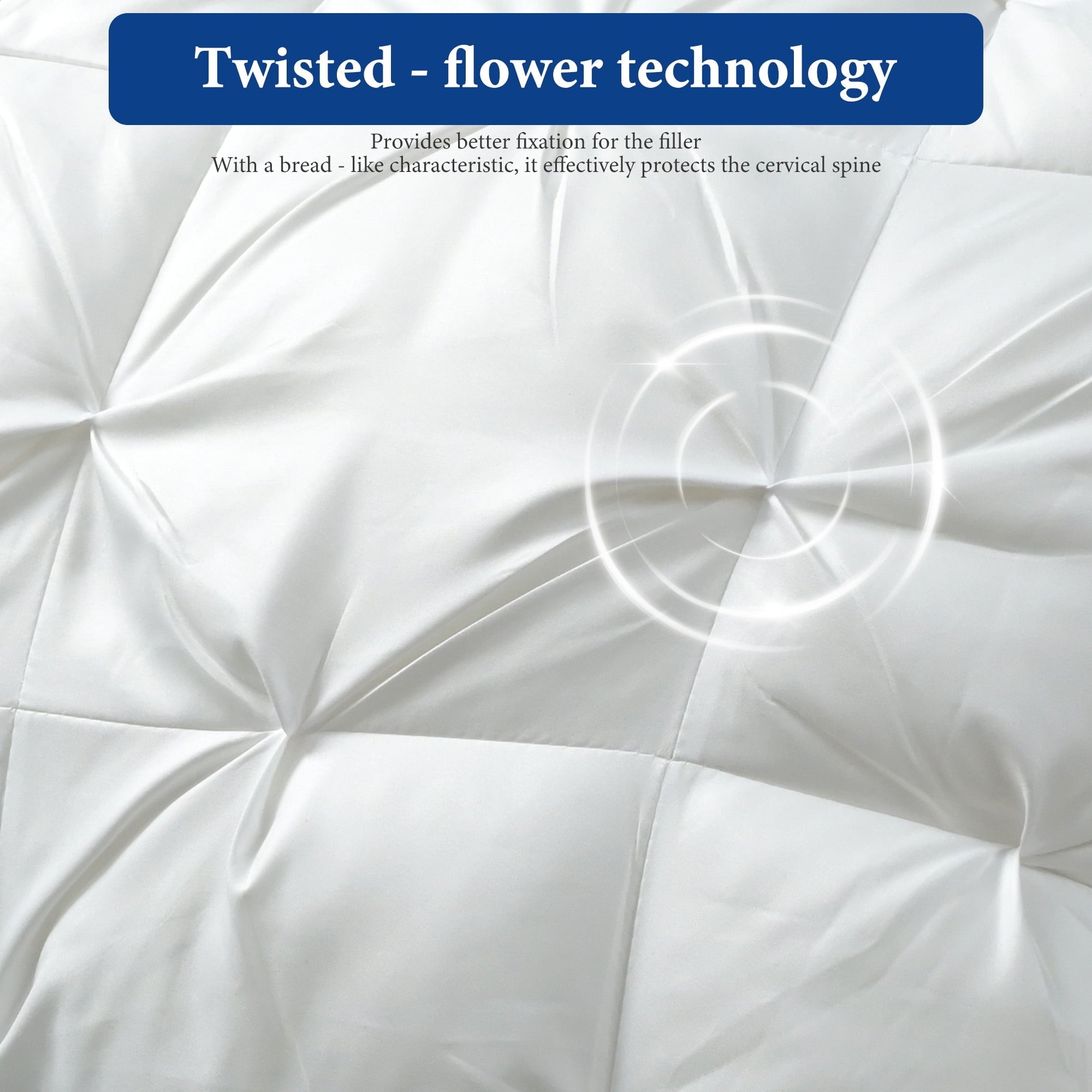 Hotel Collection 2-Pack Luxurious Hotel-Quality ,Resistant to Flattening, All-Season,White - Orthopedic Shredded Foam Bed Pillow Set Detail