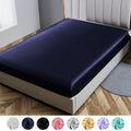 Wrinkle-Resistant Fitted Sheet Deep Pocket Bed Sheet Satin Silk Sheets Ultra Soft Machine Washable Twin, Navy Blue - Premium Ultra-Soft Pillowcase Pair for Sleeping - Default Title