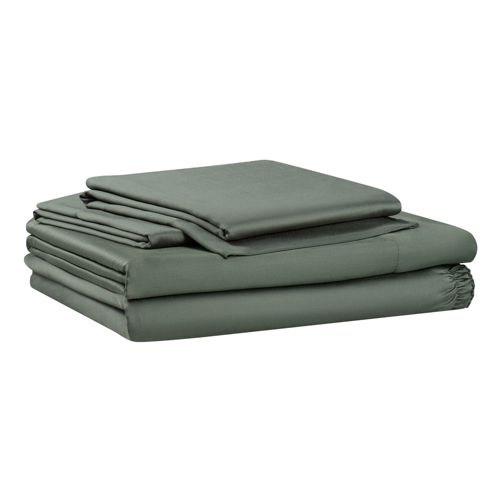 Premium Egyptian Cotton 4-Piece & Silky Serenity 100% Bed Sheets Set, Flagstone, Queen - Luxury Bed Sheet Set with Deep Pockets - Default Title