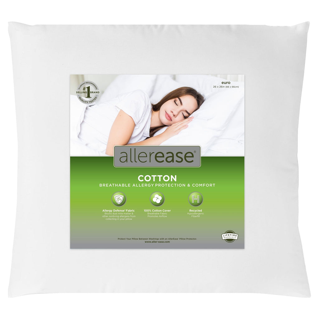 Orthopedic Support Cotton Euro Throw Pillow, 26" x 26", White- Allergy Defense Fabric - Decorative Throw Pillow Cushion for Sofa & Bed - Default Title
