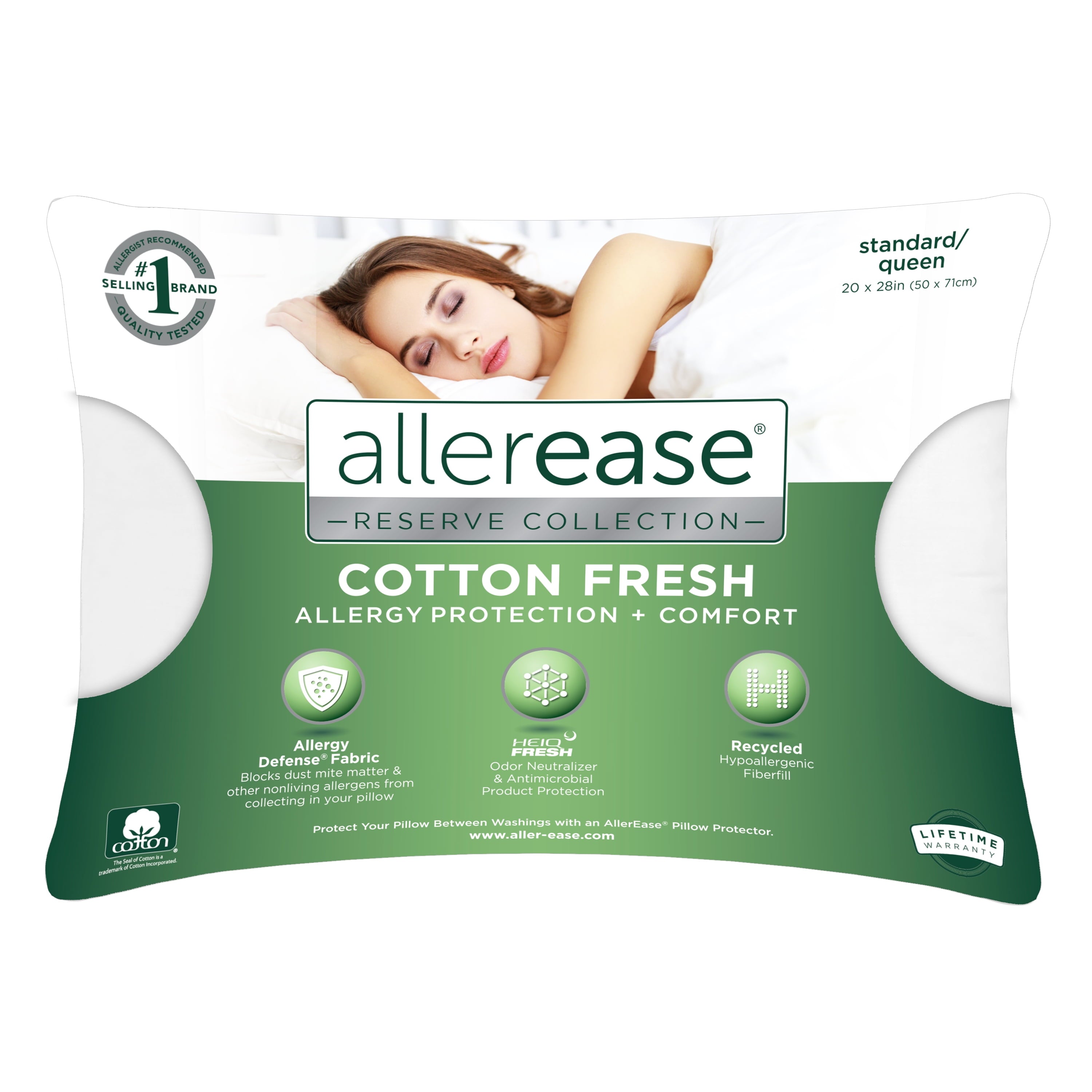 Orthopedic Support Cotton Fresh Bed Pillow, S/Q, White- 2 Pack Antimicrobial Allergy Defense Fabric - Hotel Quality Plush Sleeping Pillows - Default Title