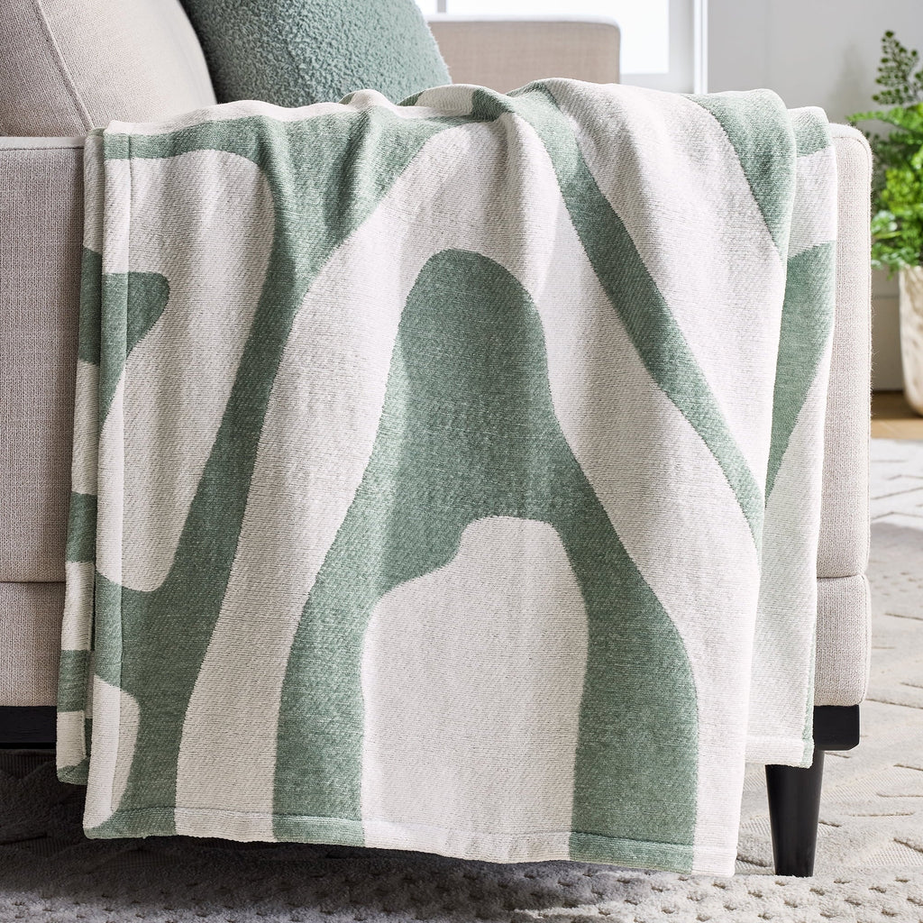 Super Soft Flannel Chenille Jacquard Soft Throw Blanket, Soft Sea - Lightweight Plush Warm Blanket for All Seasons - Default Title