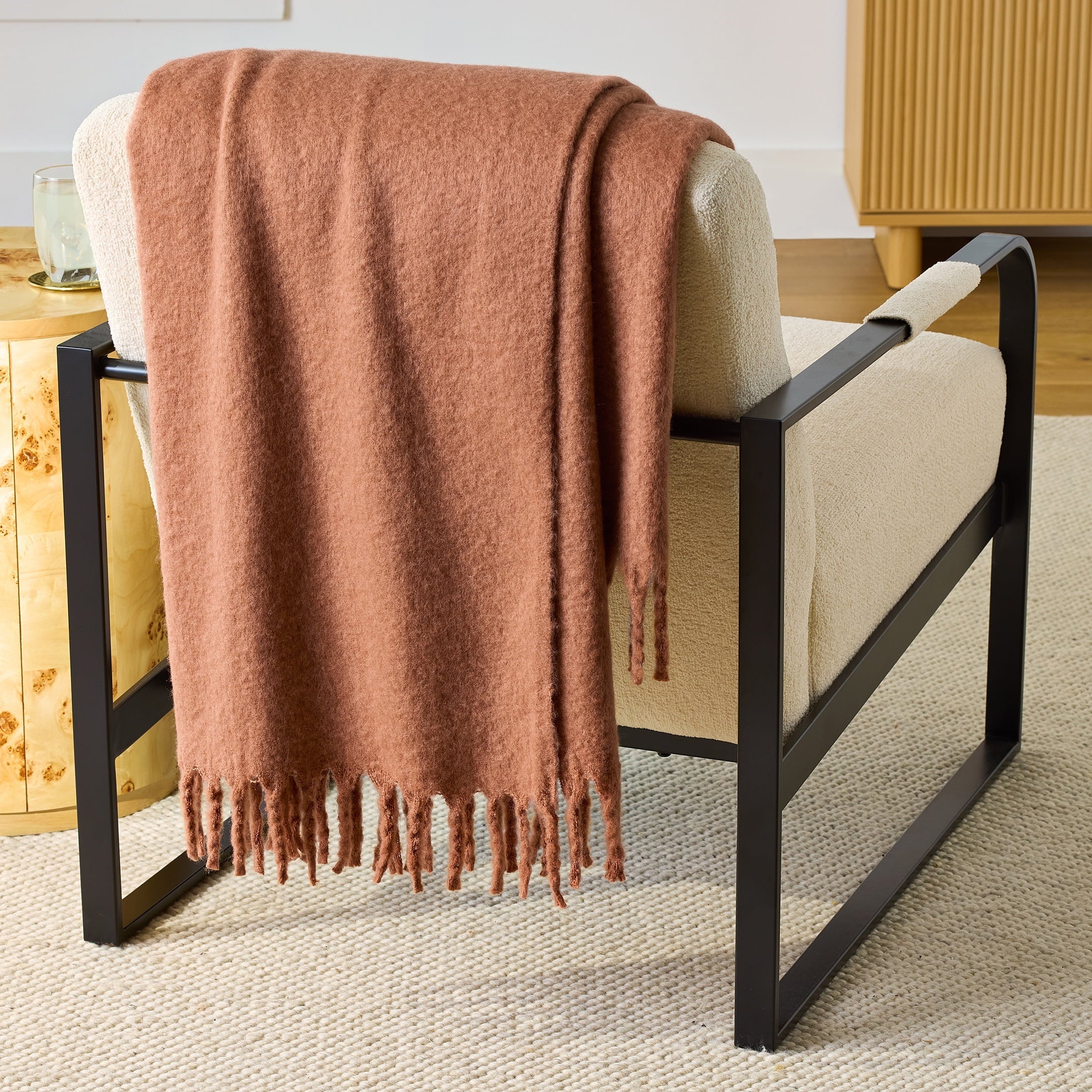 Reversible Sherpa Faux Mohair Cozy Couch Throw Blanket Terracotta Clay, 50x72" - Super Soft Reversible Sherpa Flannel Blanket - Default Title
