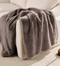 Decorative Knitted Grey Faux Fur Ultra Soft Luxury Oversized Throw Blanket 50" x 72", Grey Bisque - Super Soft Reversible Sherpa Flannel Blanket - Default Title
