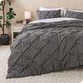 Luxurious Quilted Pintuck Down Alternative Comforter Set - 3-Pieces - All Seasons - King, Grey - Hypoallergenic Ultra-Fluffy Quilt for Winter - Default Title