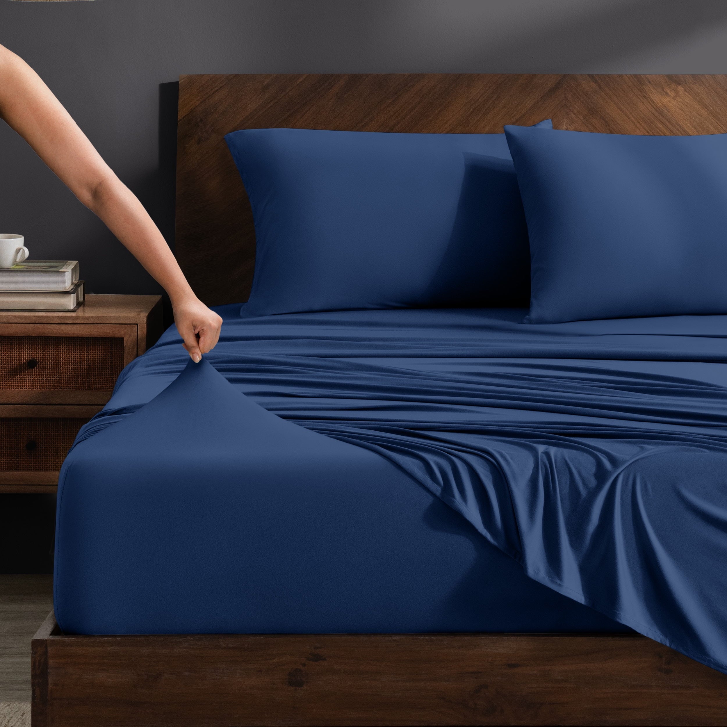 Wrinkle-Resistant Cooling Performance Jersey Knit Stretch Sheet Set, Moisture-Wicking & Breathable, 4-Way Stretch Bed Sheets, Envelope ... - Cooling Hotel Quality Bedding Sheets and Pillowcases - Default Title