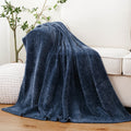 Lightweight Warm Navy Blue Chenille Throw for Couch Bed,Soft Navy Knit Blanket, Housewarming Gifts, 51"x 67" - Cozy Fleece Throw Blanket for Couch & Bed - Default Title