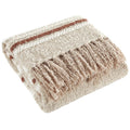Decorative Knitted 60" x 50" Cozy Striped Porcini Chenille Throw - Luxury Knitted Decorative Throw Blanket with Fringes - Default Title