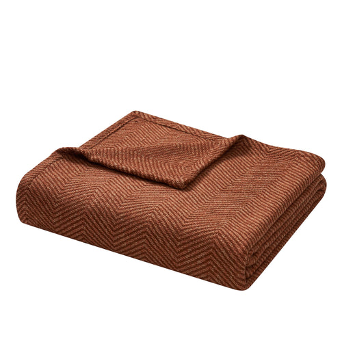 Cozy Fleece Beautiful Rust Woven Herringbone Throw , 50" x 60" - Super Soft Reversible Sherpa Flannel Blanket - Default Title
