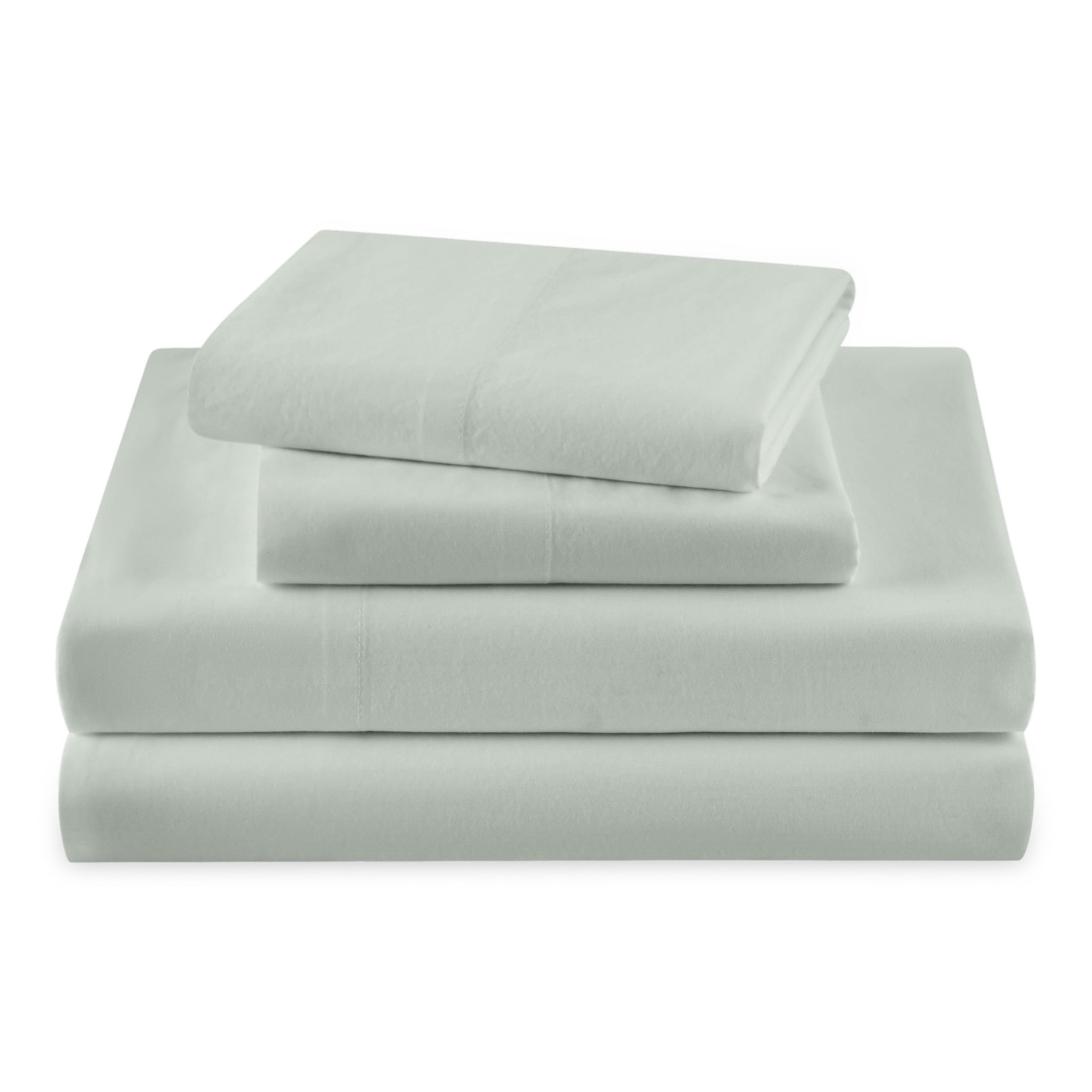 Ultra-Soft Solid 4-Piece 100% Cotton Washed Percale Sage Green Sheet Set, Full - Breathable Egyptian Cotton Flat & Fitted Sheets - Default Title