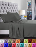 Premium Egyptian Cotton 4 Pieces Bed Sheet set Flat,Fitted,Pillowcase , Queen Grey - Cooling Hotel Quality Bedding Sheets and Pillowcases - Default Title