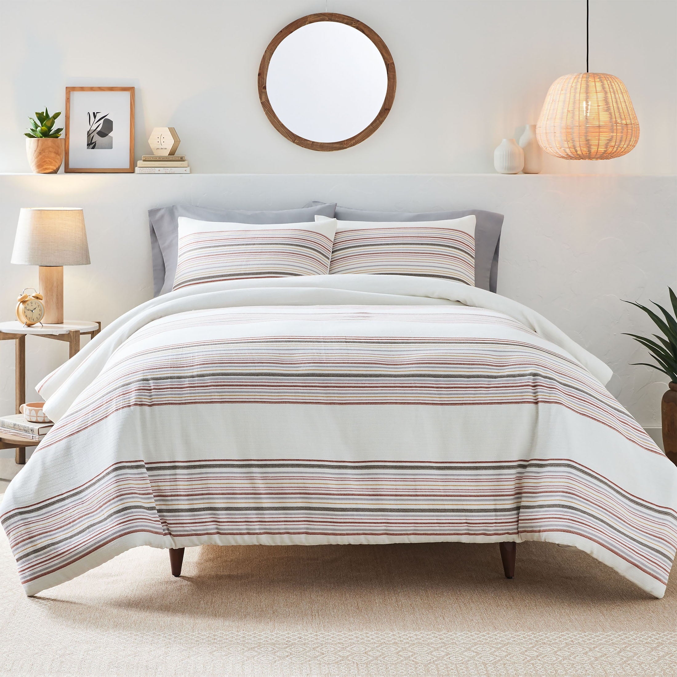 Hypoallergenic Cloud 3-Piece Red Yarn Dye Stripe Comforter Set, Full/Queen - Hypoallergenic Ultra-Fluffy Quilt for Winter - Default Title