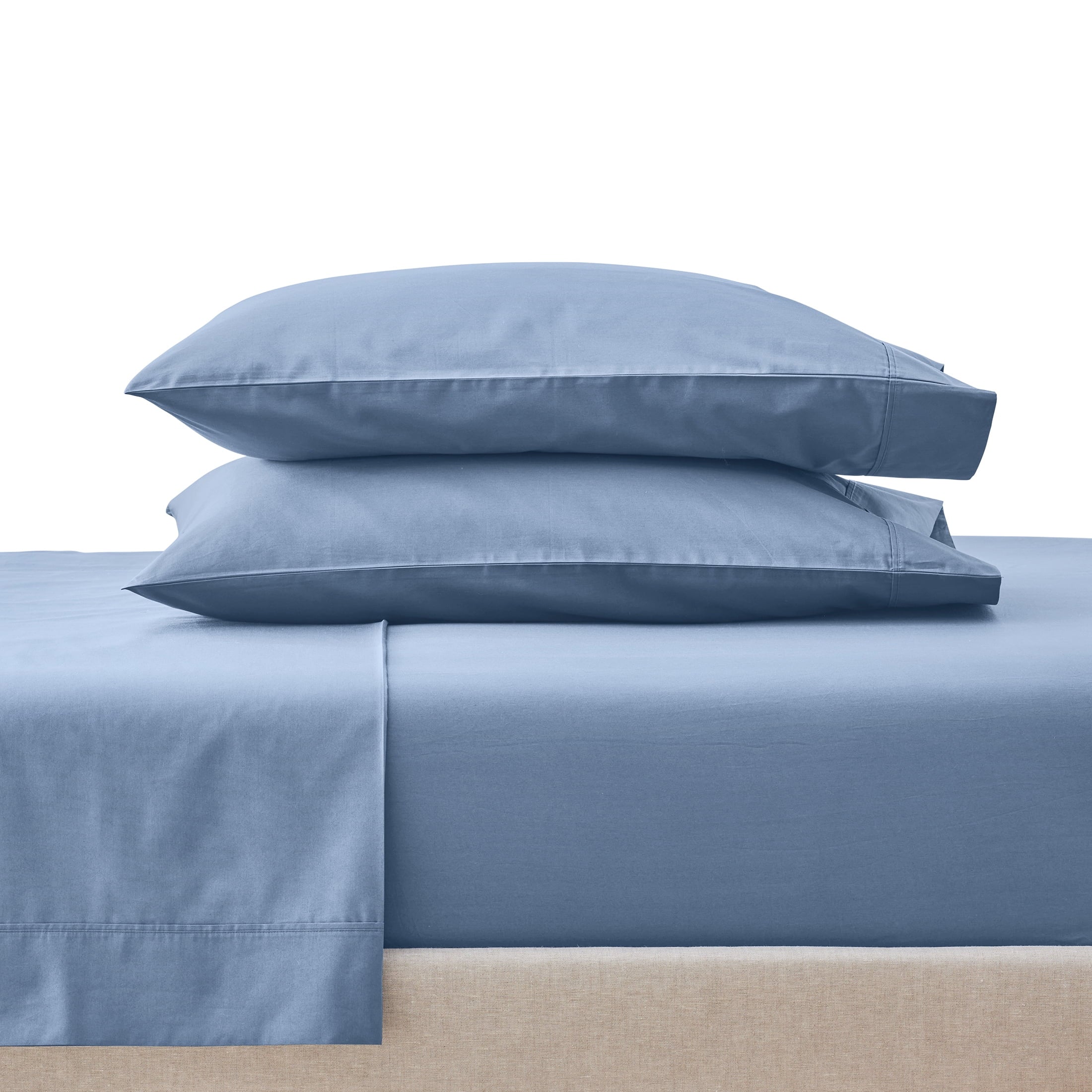 Breathable Luxury Cool & Crisp 3-Piece 300 Thread Count Blue Water Cotton Percale Sheet Set, Twin - Luxury Bed Sheet Set with Deep Pockets - Default Title