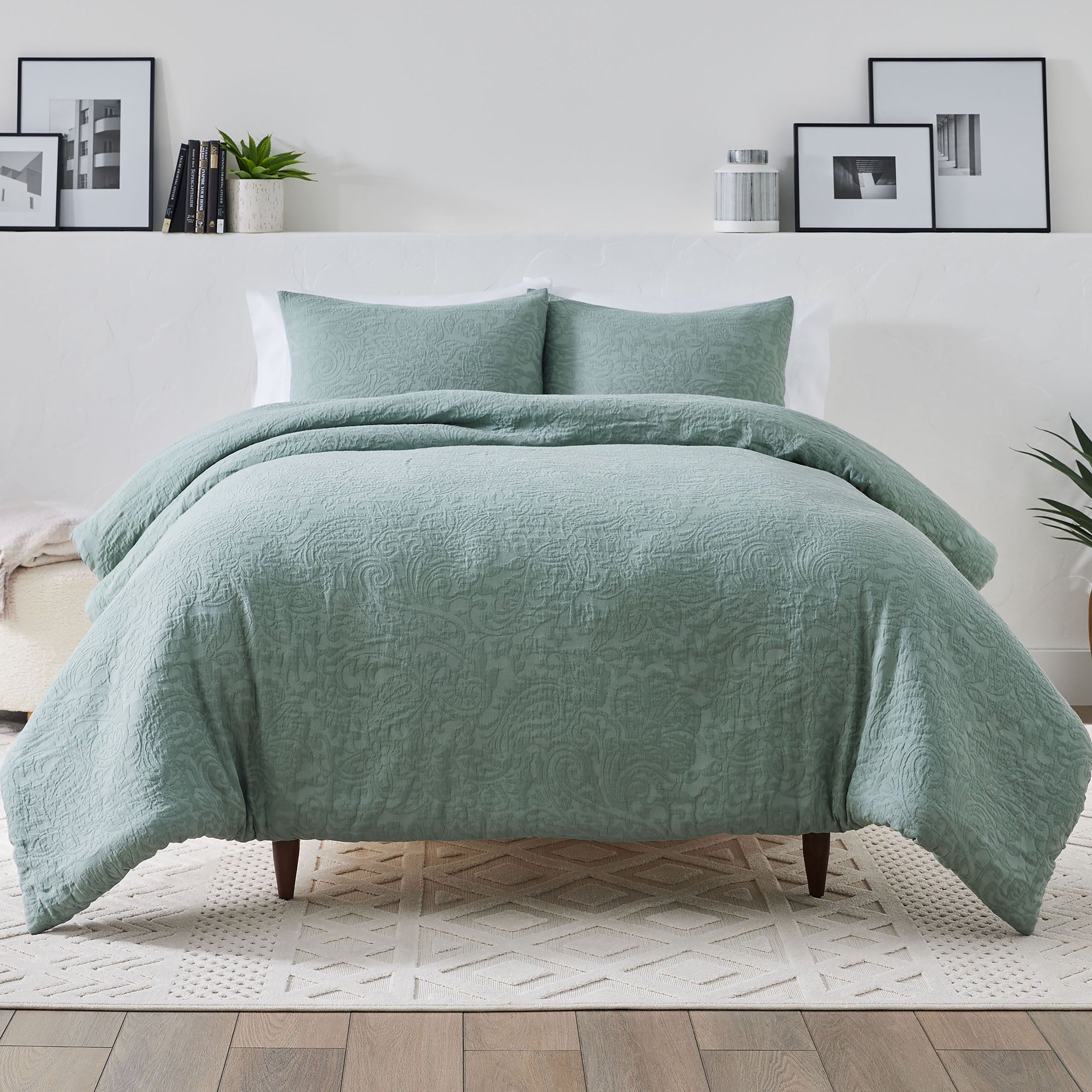 Heavyweight Warmth 3-Piece Sage Floral Comforter Set, Full/Queen - All-Season Down Alternative Comforter Insert - Default Title