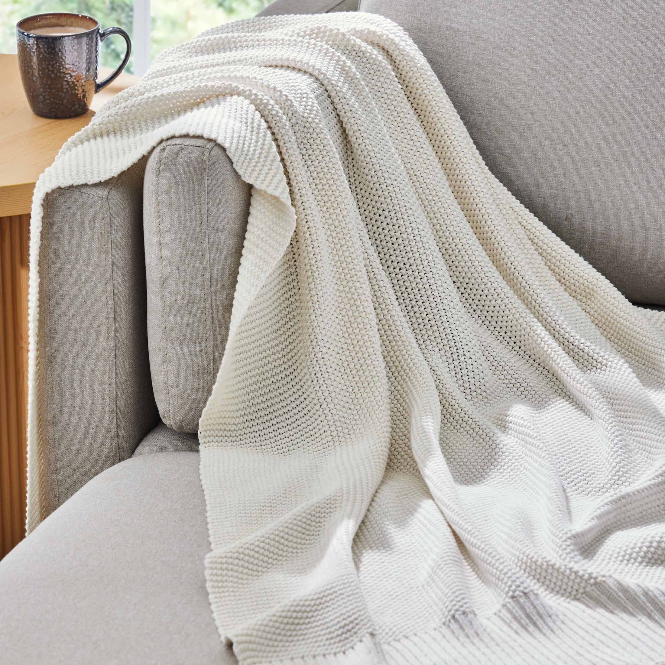 Cozy Fleece Chunky Knit Papyrus Throw, Cotton-Blend, 50"x60", 2.3 lb, All Ages - Lightweight Plush Warm Blanket for All Seasons - Default Title