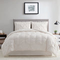 Fluffy Down Alternative Comforter Set, 3-Piece, Queen, Pleated Wrinkle-Resistant Microfiber Bedding, Ivory, All-Season - Luxurious Quilted Duvet Cover Set - Default Title