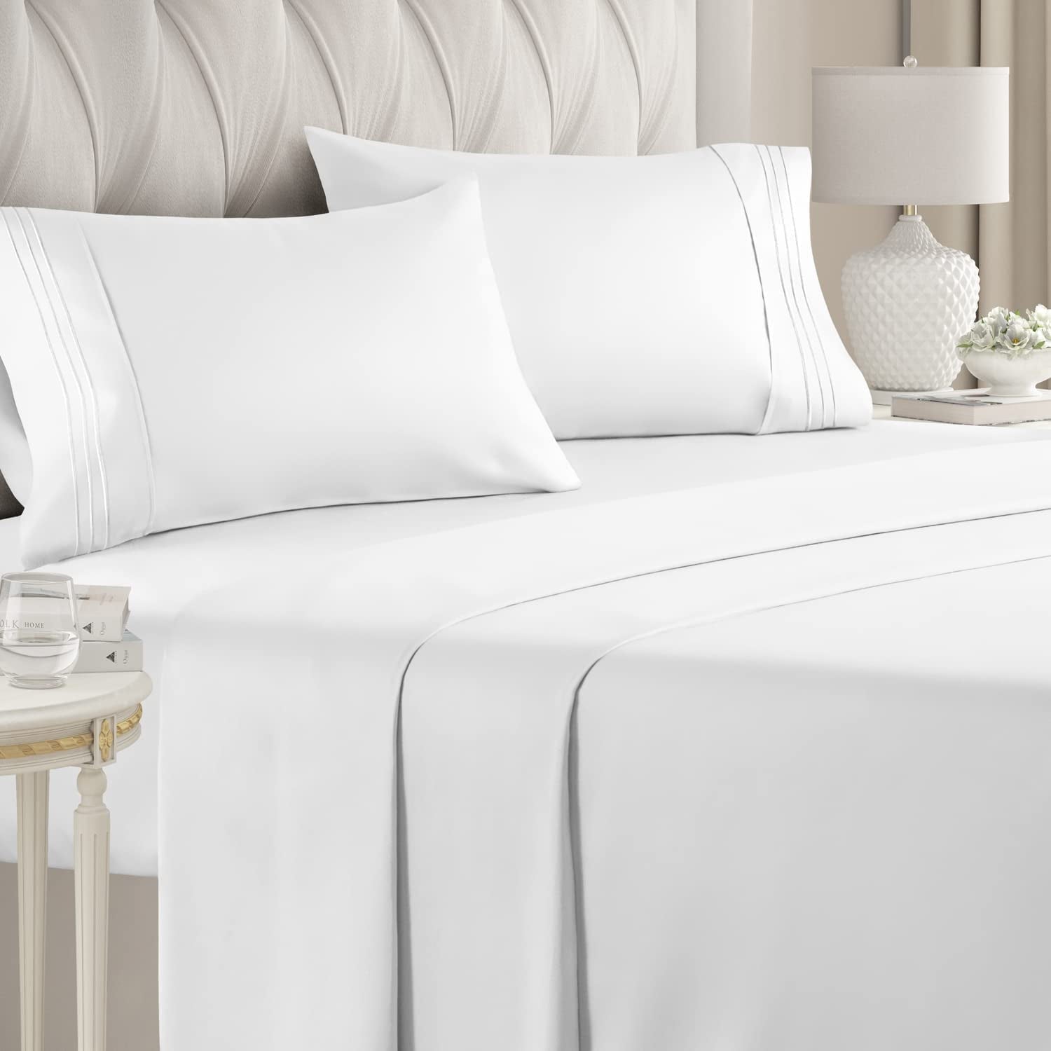 Ultra-Soft 4-Piece Ultra Soft & Comfy Hotel Luxury Sheet Set - Full Size Cooling Bed Sheet Fits 8"-16" Mattresses, White - Cooling Hotel Quality Bedding Sheets and Pillowcases - Default Title