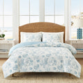 All-Season 3-Piece Lightweight 100% Cotton Blue & White Ocean Print Comforter Set, Full/Queen - Hypoallergenic Ultra-Fluffy Quilt for Winter - Default Title