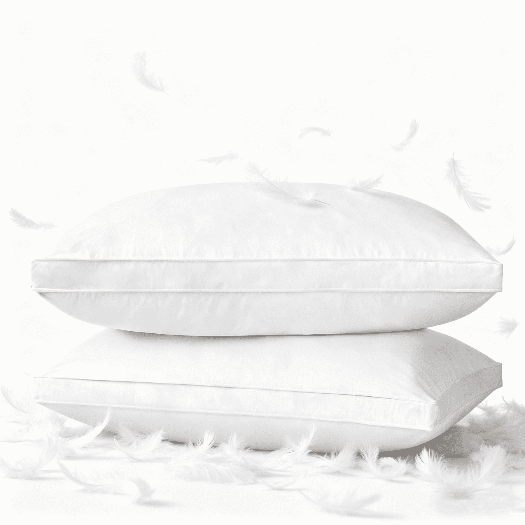 Decorative Plump Goose Feather & Down Pillow King Size 20"x36" – Hotel Quality Bed Pillow for Sleeping, 100% Organic Cotton Cover, Hyp... - Orthopedic Shredded Foam Bed Pillow Set - Default Title