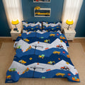 Heavyweight Warmth Car Comforter Set Construction Bedding Set for Boys Kids Trucks Comforter Cartoon Car Excavator Tractor Blue 3Pcs Twin - Luxurious Quilted Duvet Cover Set - Default Title