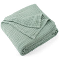 Decorative Knitted 100% Cotton Muslin Throw Blanket Gauze Blankets for Adults Soft Throws for Bed and Couch, 50" x 70" Sage Green - Cozy Fleece Throw Blanket for Couch & Bed - Default Title