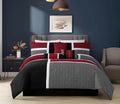 All-Season 7-Piece Medallion Patchwork Comforter Set, Full, Red/Gray/Black - Hypoallergenic Ultra-Fluffy Quilt for Winter - Default Title