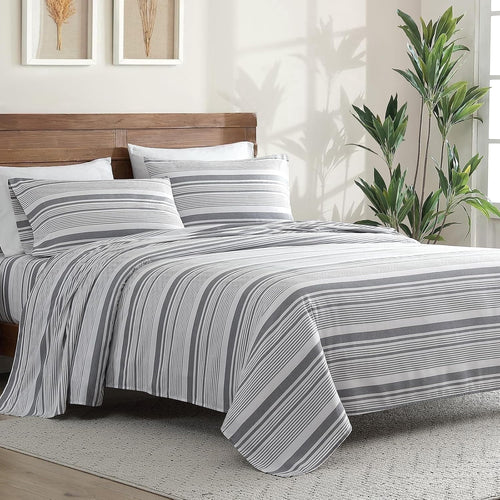 Breathable Luxury Home 3-Piece Twin Microfiber Classic Stripe Bed Sheet Set, Super Soft, Breathable Stripe Bedding with 16 inches Deep ... - Luxury Bed Sheet Set with Deep Pockets - Default Title