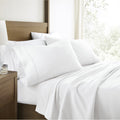 Cooling Sateen 100% Cotton Flannel Bed Sheets Set for Full Size Bedding in White - Cooling Hotel Quality Bedding Sheets and Pillowcases - Default Title