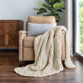 Lightweight Warm Soft & Cozy Chunky Hand-Knit Throw Blanket, Ivory - Cozy Fleece Throw Blanket for Couch & Bed - Default Title