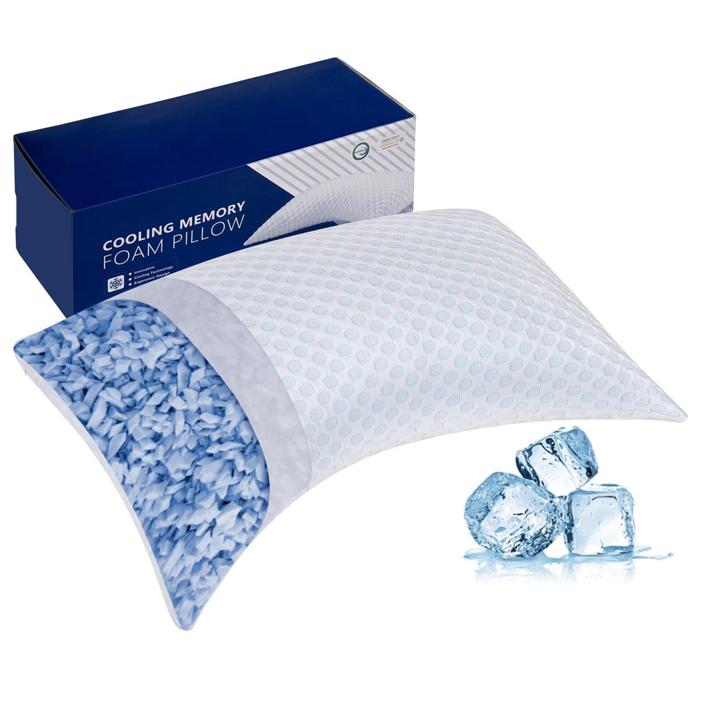 Decorative Plump Cooling Shredded Memory Foam Bed Pillows Adjustable Firm Support Pillow for Side and Back Sleepers Curved Pillows Set... - Orthopedic Shredded Foam Bed Pillow Set - Default Title