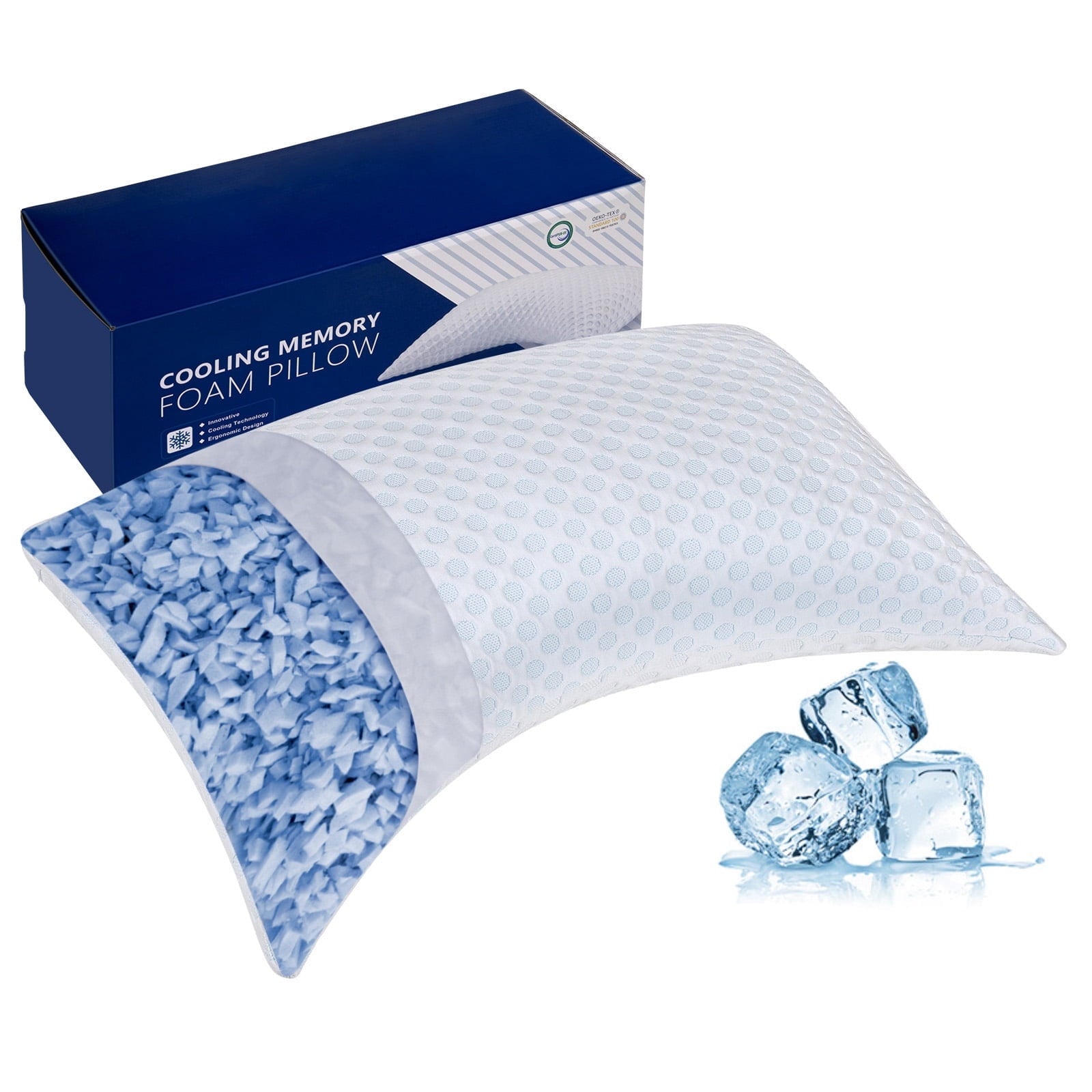 Decorative Plump Cooling Shredded Memory Foam Bed Pillows Adjustable Firm Support Pillow for Side and Back Sleepers Curved Pillows Set... - Orthopedic Shredded Foam Bed Pillow Set - Default Title