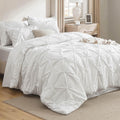 Heavyweight Warmth White Queen Comforter Set- 7 Pieces Pintuck Bedding Set with Comforters, Sheets, Pillowcases & Shams - Cloud-Like Soft Lightweight Bed Comforter - Default Title