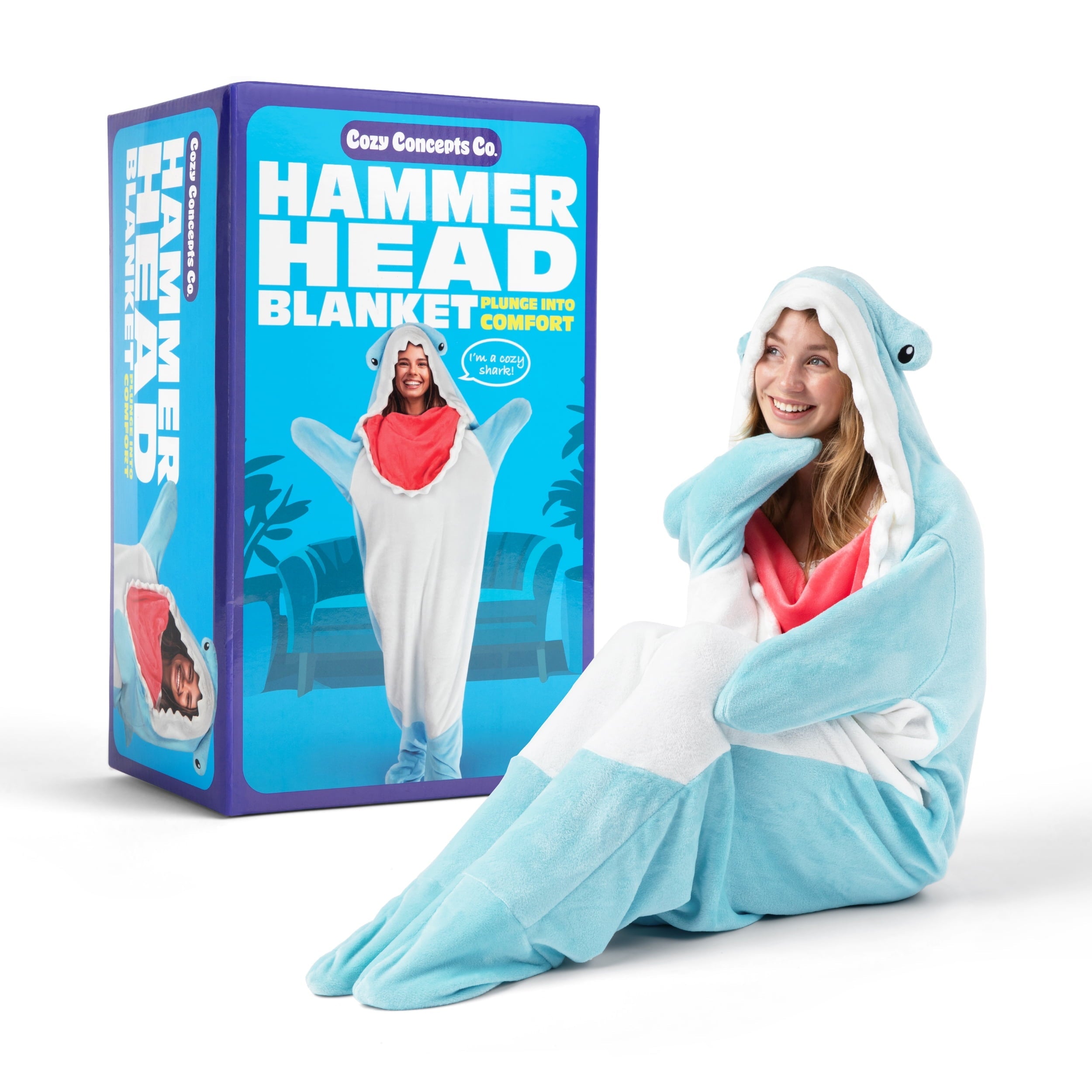 Super Soft Flannel Hammerhead Blanket 70" Throw Blanket with Sleeves - Cozy Fleece Throw Blanket for Couch & Bed - Default Title