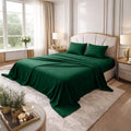 Cooling Sateen Bed Sheet Set Twin 3 Piece Hunter Green Breathable Soft Cotton Jersey Sheets with Deep Pockets, Unisex - Luxury Bed Sheet Set with Deep Pockets - Default Title