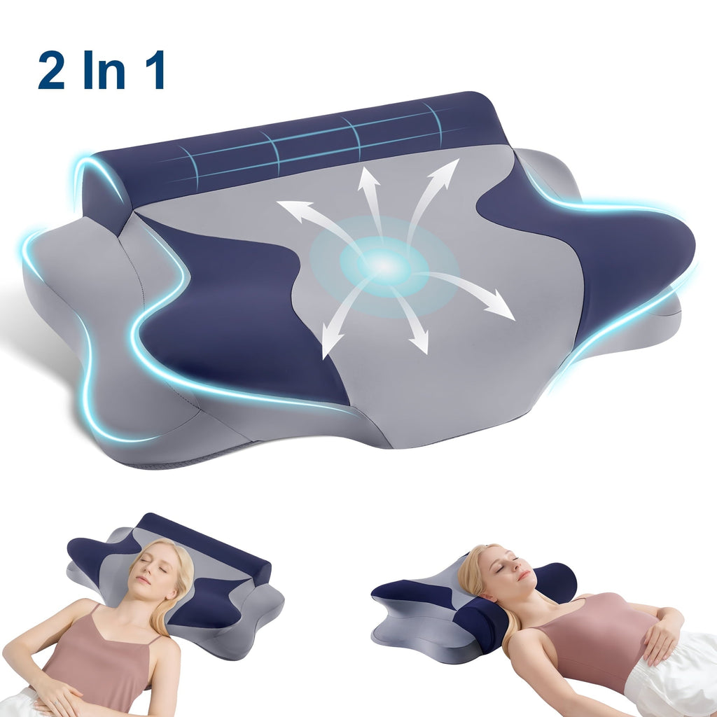 Hotel Collection Cooling Bed Pillow for Neck & Shoulder Pain Relief, Cervical Support Comfort Pillow for Side Back Stomach Sleeper, Er... - Hotel Quality Plush Sleeping Pillows - Default Title