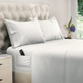 Cooling Sateen Bed Sheets Set - Queen Size Sheet with Side Pocket - 4pcs Set, 15 inches, White - Luxury Bed Sheet Set with Deep Pockets - Default Title