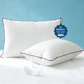 Decorative Plump Hypoallergenic 3‑Chamber Goose Feather Down Core Bed Pillows, Standard Size Set of 2, With Microfiber Surround, Soft-... - Decorative Throw Pillow Cushion for Sofa & Bed - Default Title